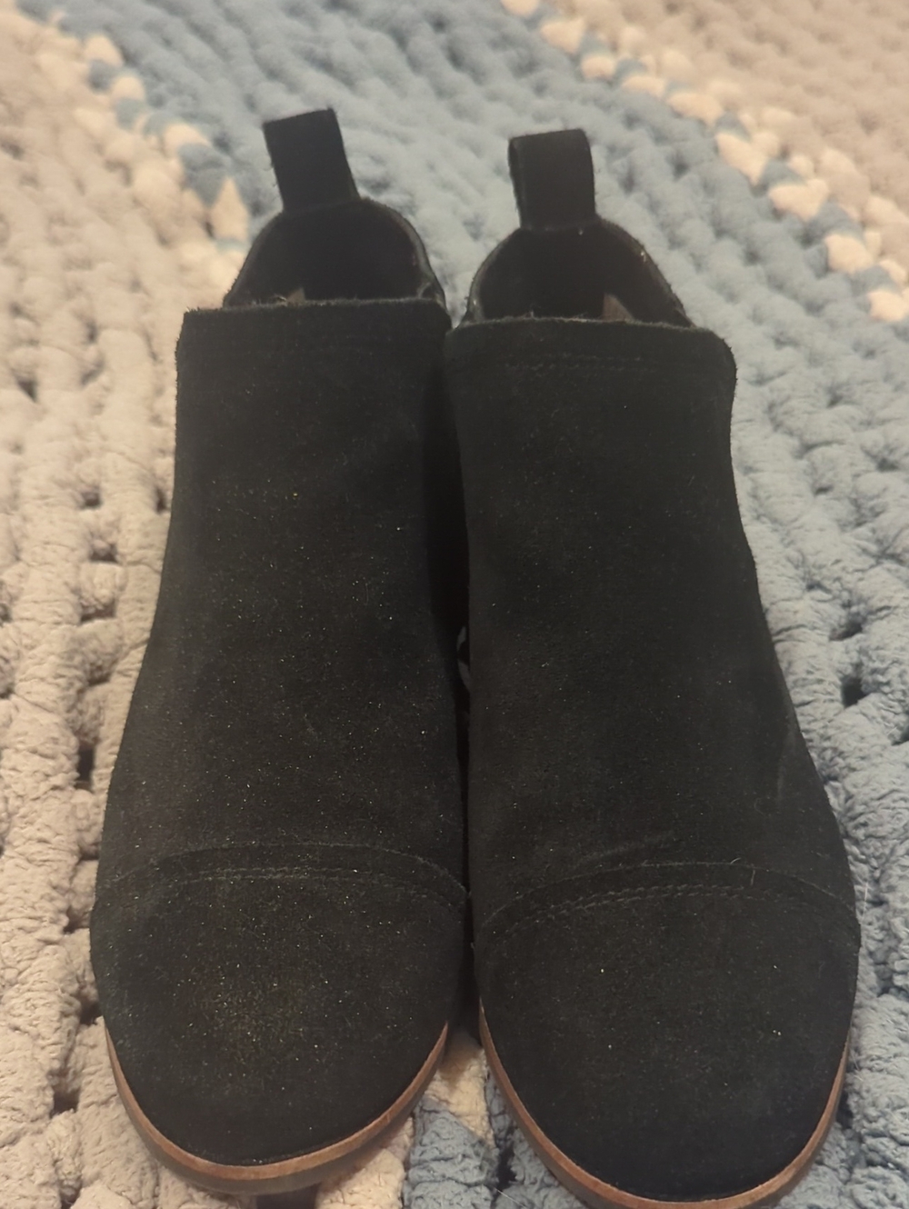 Toms Black Suede Slip-On Ankle Booties